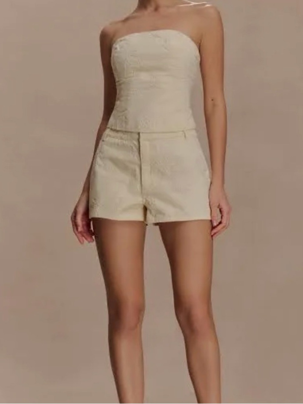 Meshki Cream Women’s High-Waist micro Shorts